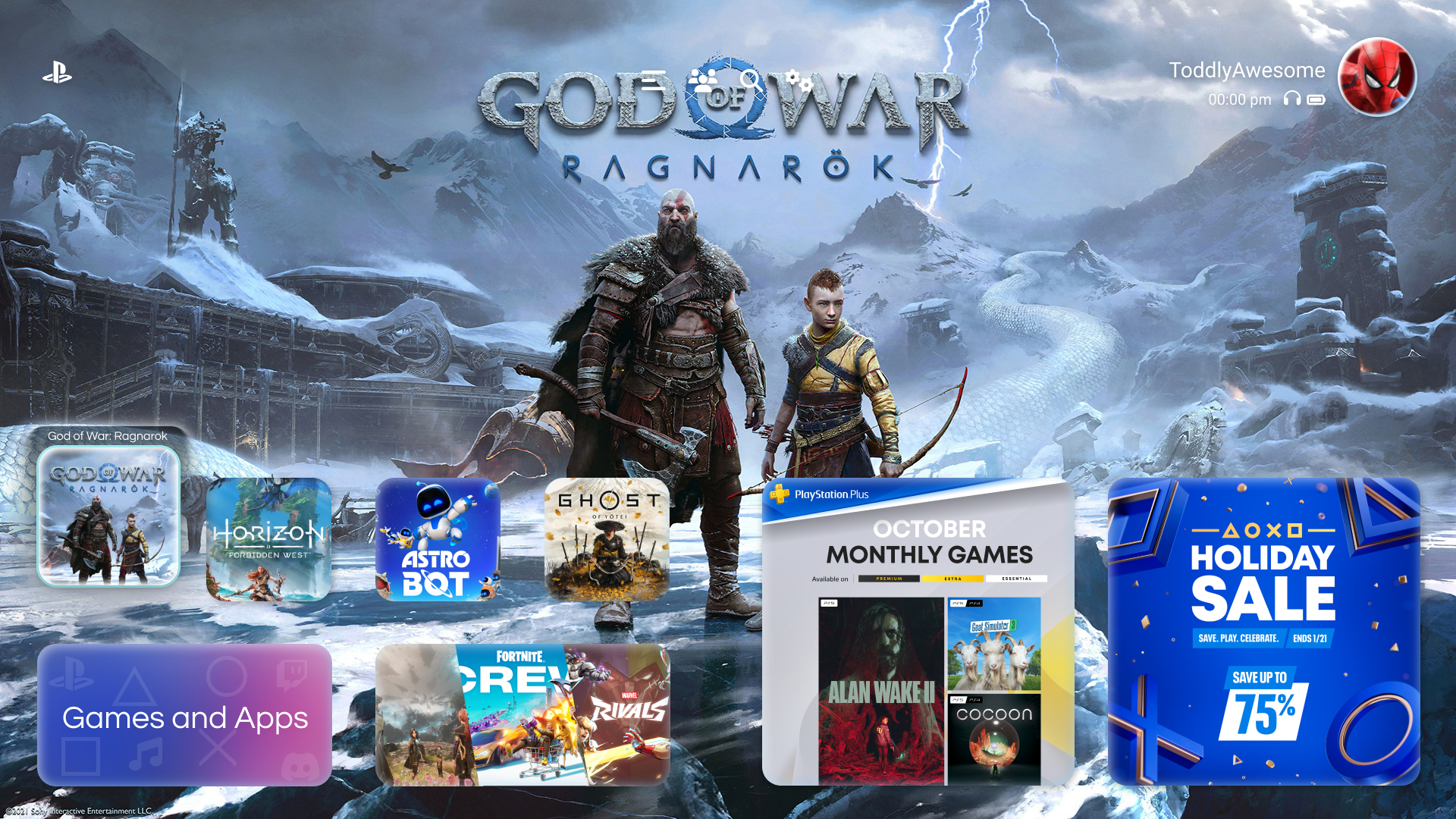 PS5 Home Screen
